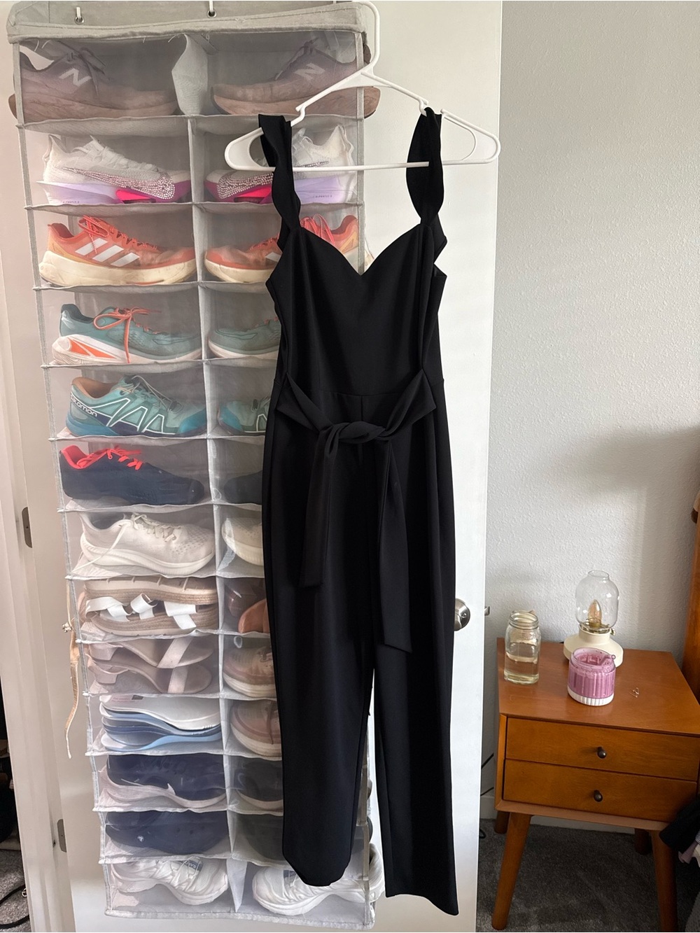 Black Sleeveless Tie-Waist Jumpsuit